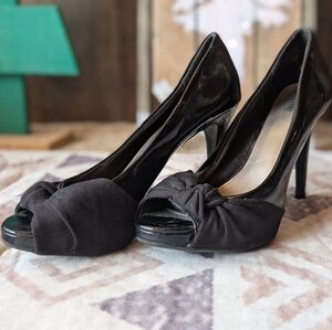 Elegant Black Peep-Toe Heels
